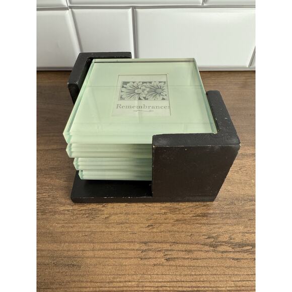 Photo Glass Coaster Set w/ Inserts & Holder set of 4 - Picture 6 of 9